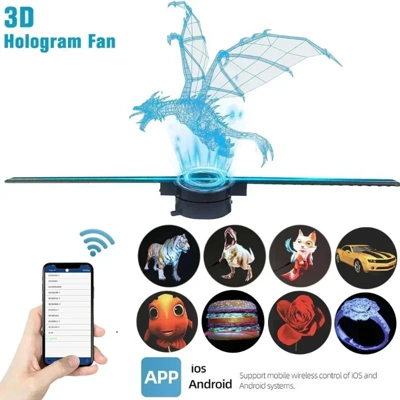 Enseigne Lumineuse LED – Projecteur Holographique 3D à Ventilateur DIY