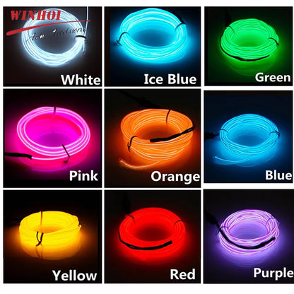 EL Wire for Car Interior Strip Lights with USB 1M/2M/3M/5M Flexible LED Neon Atmosphere Ambient Rope Tape Light for Car Door