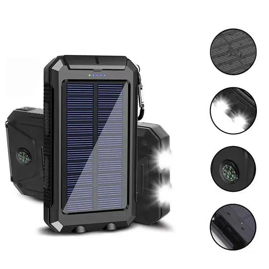 3-In-1 Power Bank with Large Capacity Solar Power Mobile Power Supply Factory Shipment-Solar Charger Power Bank 10000Mah Solar Phone Charger, Portable Charger Fast Charger Dual USB Ports Built-In LED Flashlight and Compass, IP65 Waterproof Portable