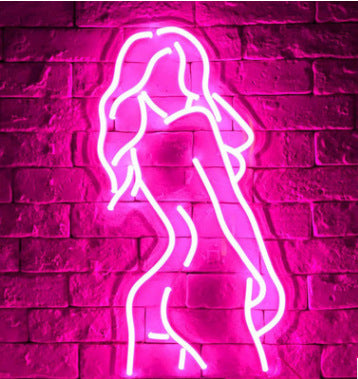 Enseigne Lumineuse LED Femme en Acrylique – Déco Murale Bar & Chambre