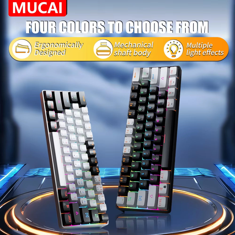 MK61 USB Gaming Esports Mechanical Keyboard Red Axis 61 Key Wired Detachable Cable RGB Backlight Hot Swap