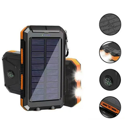 3-In-1 Power Bank with Large Capacity Solar Power Mobile Power Supply Factory Shipment-Solar Charger Power Bank 10000Mah Solar Phone Charger, Portable Charger Fast Charger Dual USB Ports Built-In LED Flashlight and Compass, IP65 Waterproof Portable