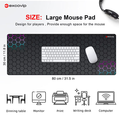 Gaming Mouse Pad Large with Stitched Edge Non-Slip Rubber Base Extended Desk Mat Keyboard Mousepad for Office Home Computer