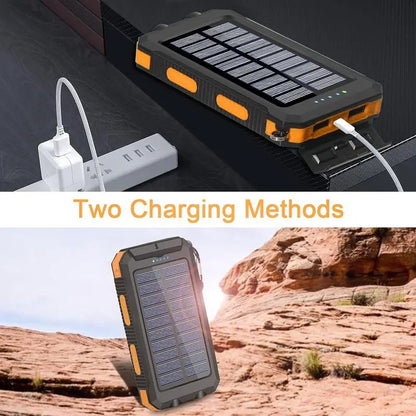 3-In-1 Power Bank with Large Capacity Solar Power Mobile Power Supply Factory Shipment-Solar Charger Power Bank 10000Mah Solar Phone Charger, Portable Charger Fast Charger Dual USB Ports Built-In LED Flashlight and Compass, IP65 Waterproof Portable
