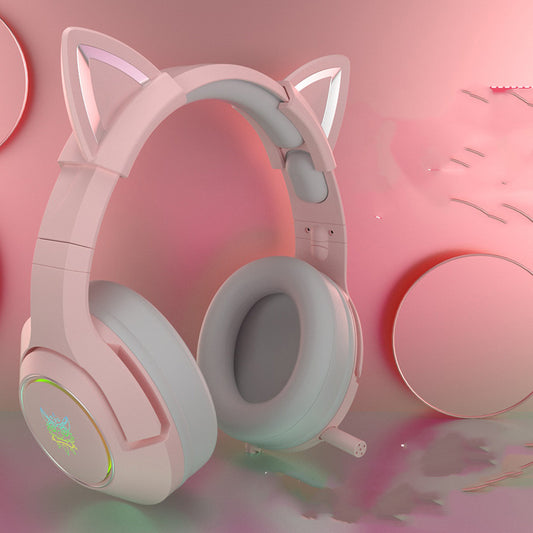 Head-Mounted Gaming Gaming Cute Girls Wired Computer Headset