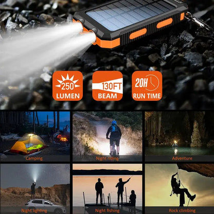 3-In-1 Power Bank with Large Capacity Solar Power Mobile Power Supply Factory Shipment-Solar Charger Power Bank 10000Mah Solar Phone Charger, Portable Charger Fast Charger Dual USB Ports Built-In LED Flashlight and Compass, IP65 Waterproof Portable