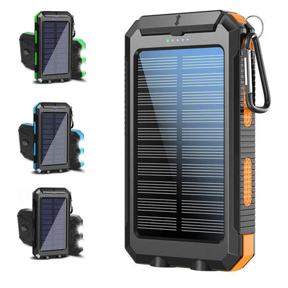 3-In-1 Power Bank with Large Capacity Solar Power Mobile Power Supply Factory Shipment-Solar Charger Power Bank 10000Mah Solar Phone Charger, Portable Charger Fast Charger Dual USB Ports Built-In LED Flashlight and Compass, IP65 Waterproof Portable