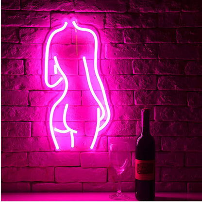 Enseigne Lumineuse LED Femme en Acrylique – Déco Murale Bar & Chambre