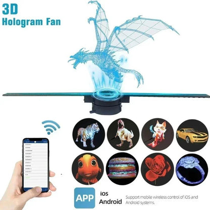 Enseigne Lumineuse LED – Projecteur Holographique 3D à Ventilateur DIY